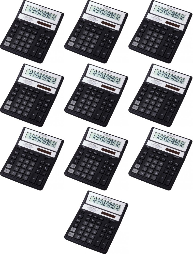10x Kalkulator biurowy Citizen SDC-888X, 12 cyfr, czarny