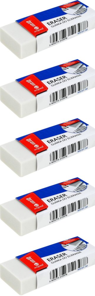 5x Gumka ołówkowa MemoBe biurowa, 58x21x11mm, biały
