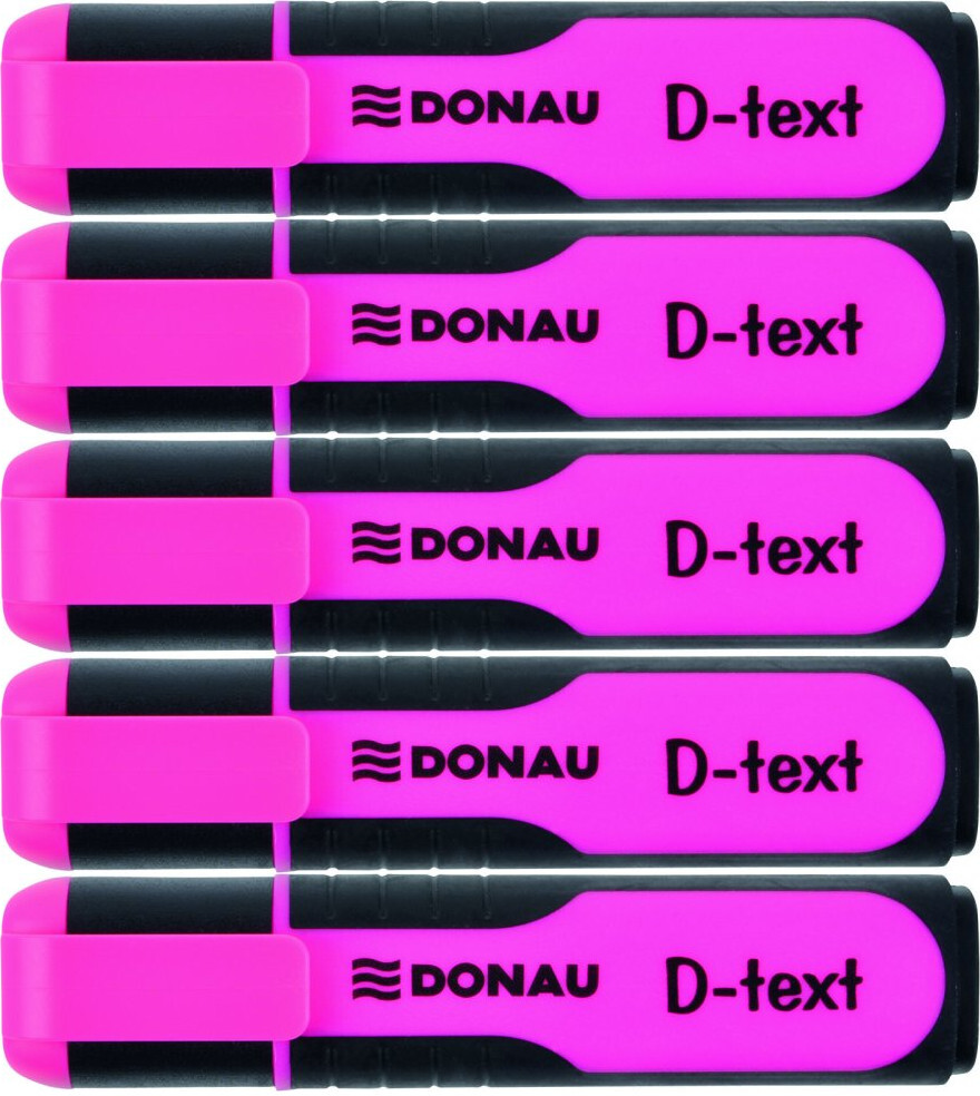 5x Zakreślacz fluorescencyjny Donau, D-Text, ścięta, różowy