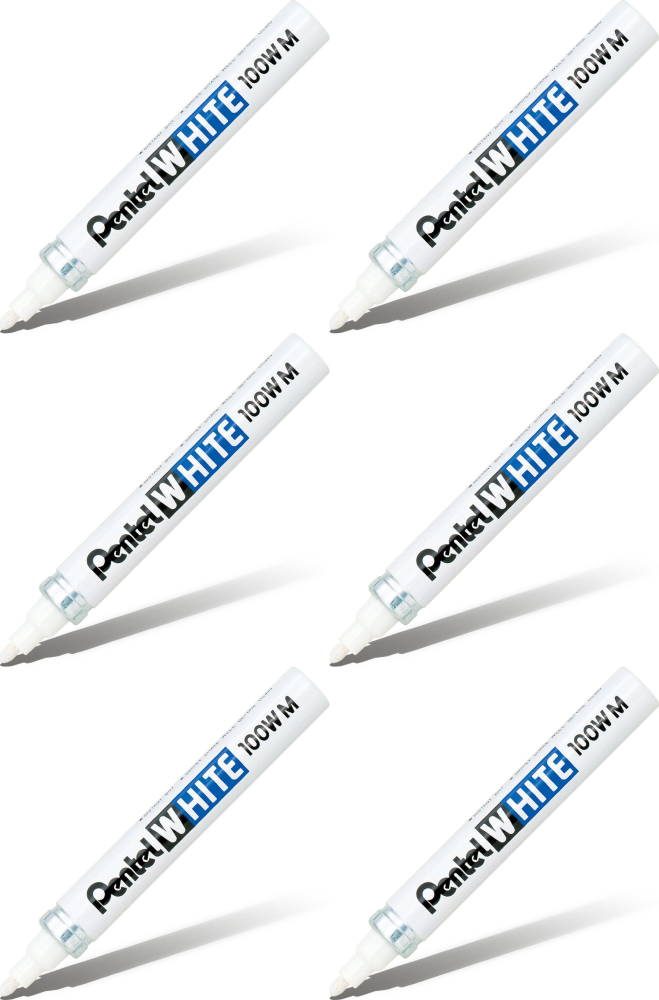 6x Marker olejowy Pentel X100W-M, okrągła, 3.9 mm, biały