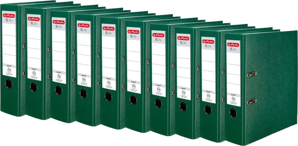 10x Segregator A4 Herlitz Q.file, 80mm, zielony
