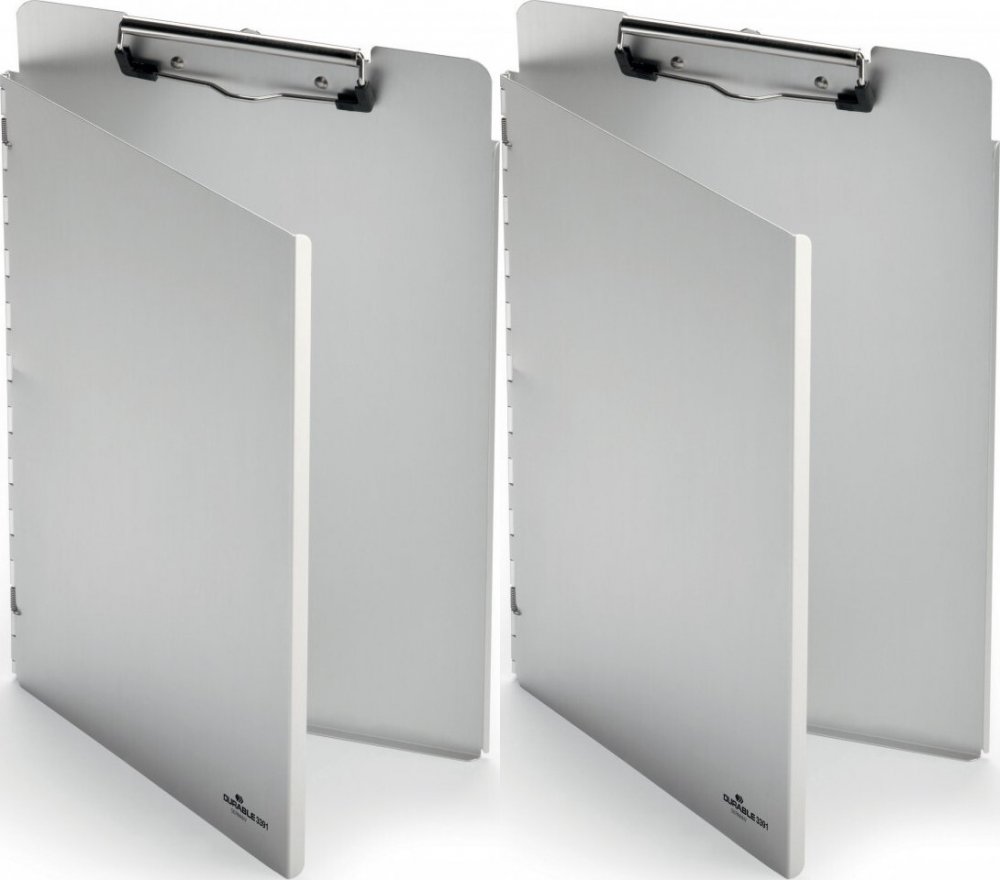 2x Clipboard Durable, z okładką, A4, aluminiowy, srebrny