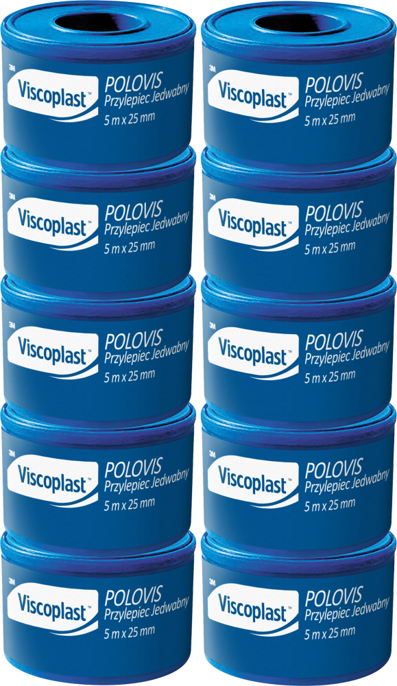 10x Plaster opatrunkowy Viscoplast Polovis, 2.5cmx5m, 1 rolka