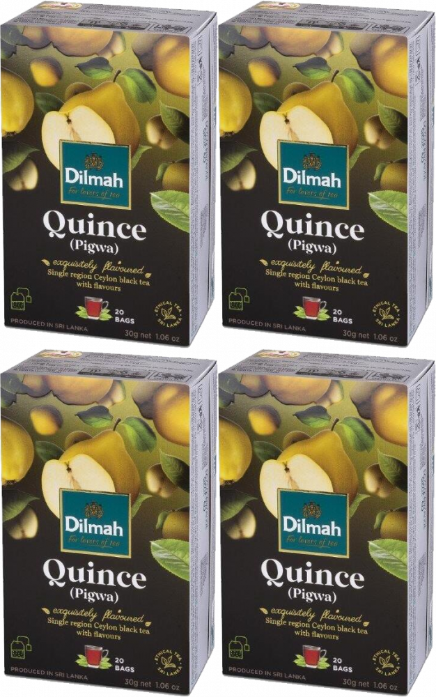 4x Herbata czarna aromatyzowana w torebkach Dilmah, Quince, pigwa, 20 sztuk x 1.5g