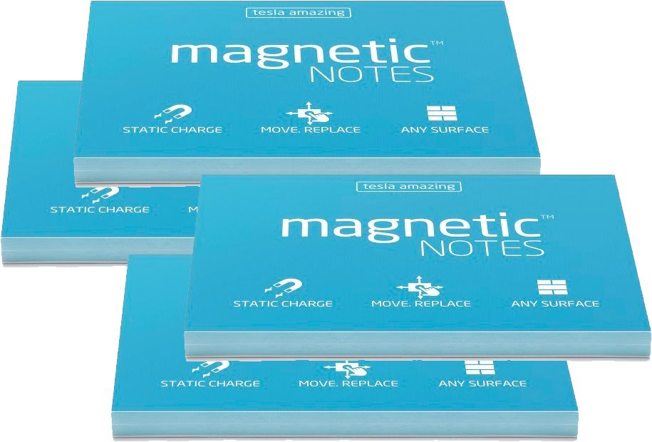 4x Karteczki elektrostatyczne Magnetic, 100x70mm, 100 sztuk, niebieski