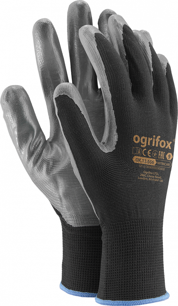 Rękawice robocze Ogrifox OX-NITRICAR BS, powlekane, rozmiar 10, czarno-szary
