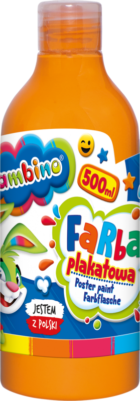 Farba plakatowa Bambino Zwierzaki Uczniaki, w butelce, 500ml, pomarańczowy