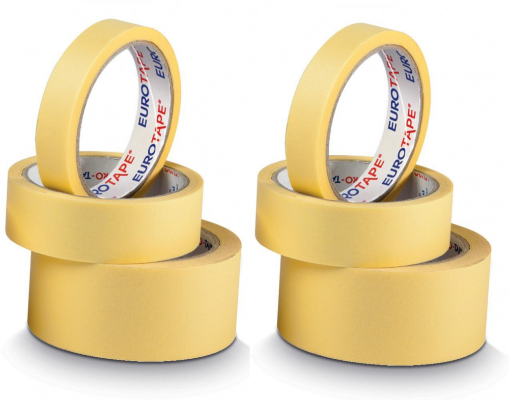 6x taśma maskująca Dalpo, Euro-Tape, 25mm x 33m, żółty