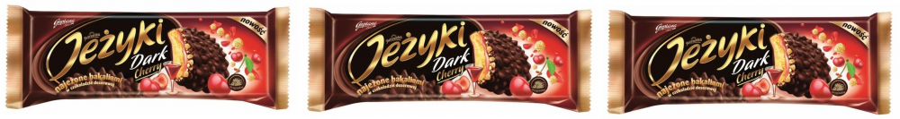 3x ciastka Jeżyki, wiśniowy w ciemnej czekoladzie, 140g