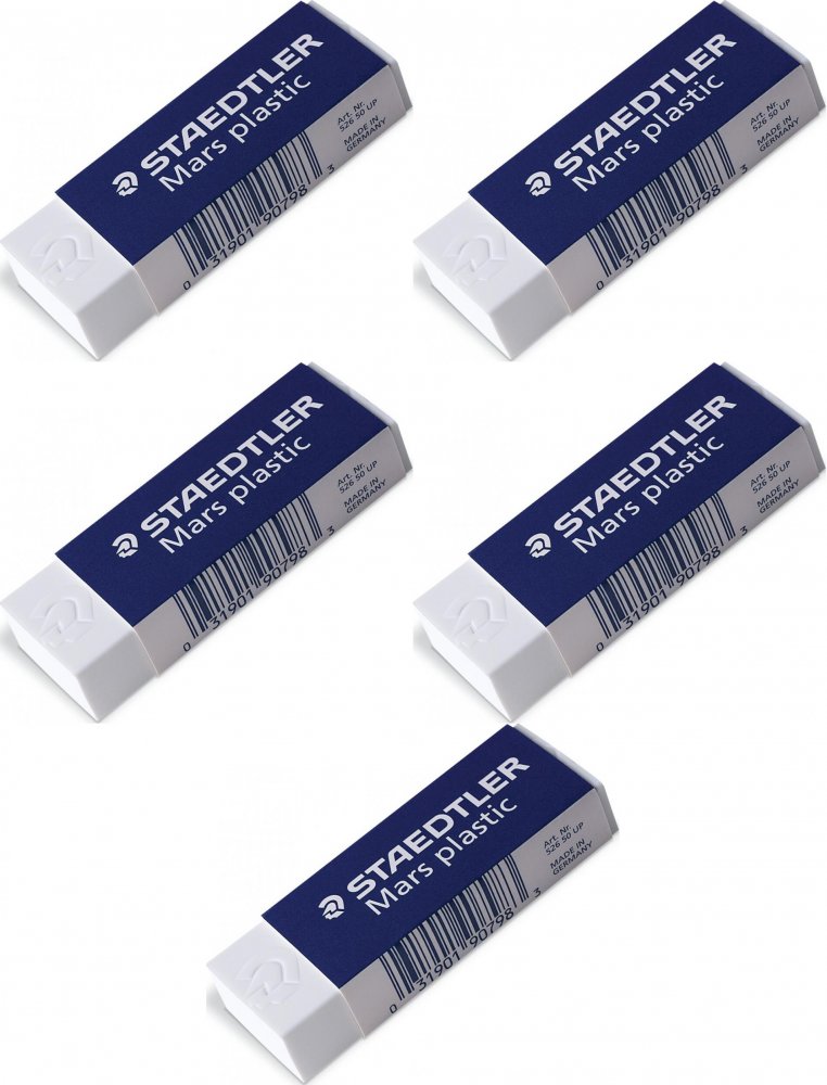 5x Gumka kreślarska Staedtler, 65x23x13mm, biały