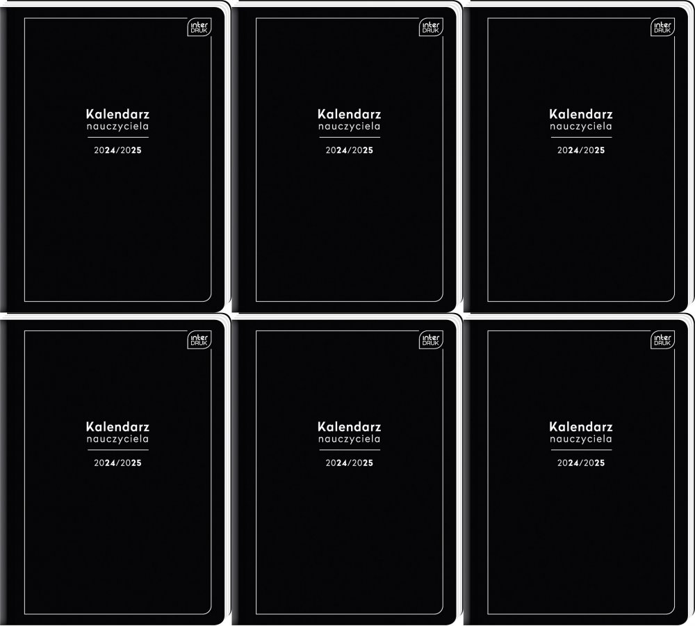6x Kalendarz Nauczyciela 2024/2025, Interdruk, Black, A5, dzienny, 352 strony