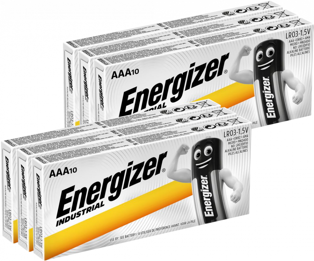6x Bateria alkaliczna Energizer Industrial, AAA, 1.5V, LR03, 10 sztuk