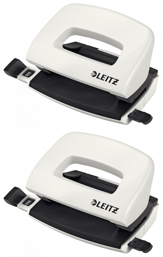 2x Dziurkacz Mini Leitz Wow, do 10 kartek, metaliczny biały