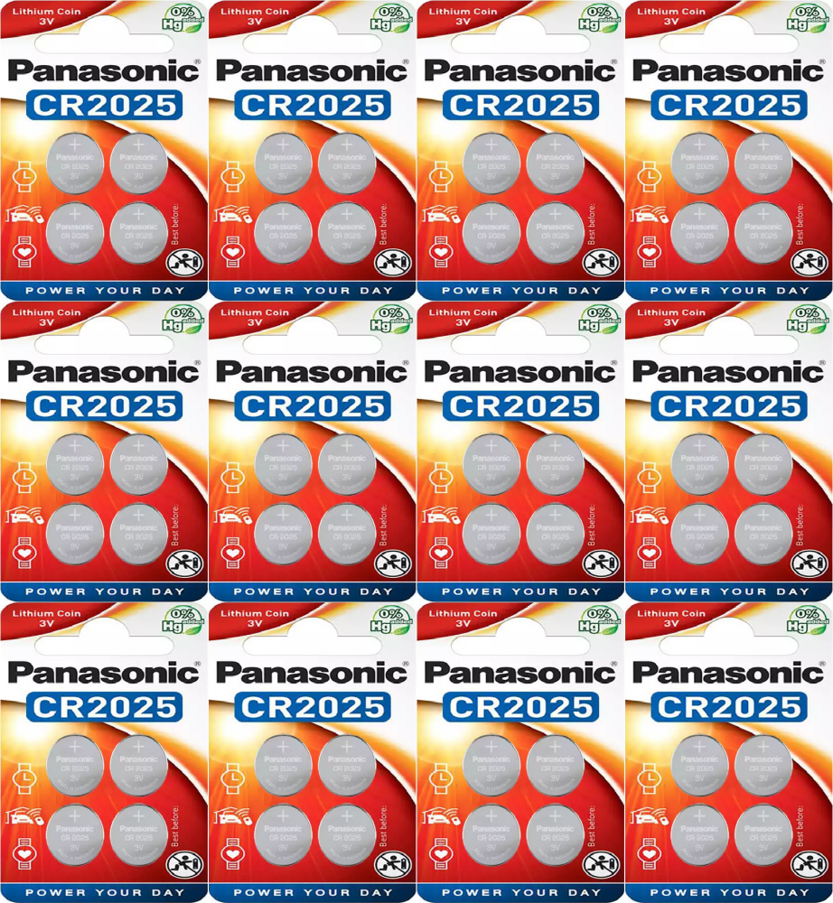12x Bateria litowa Panasonic, 3V, CR2025, 4 sztuki