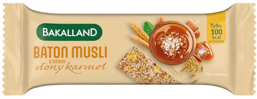 Baton zbożowy musli Bakalland, słony karmel, 30g