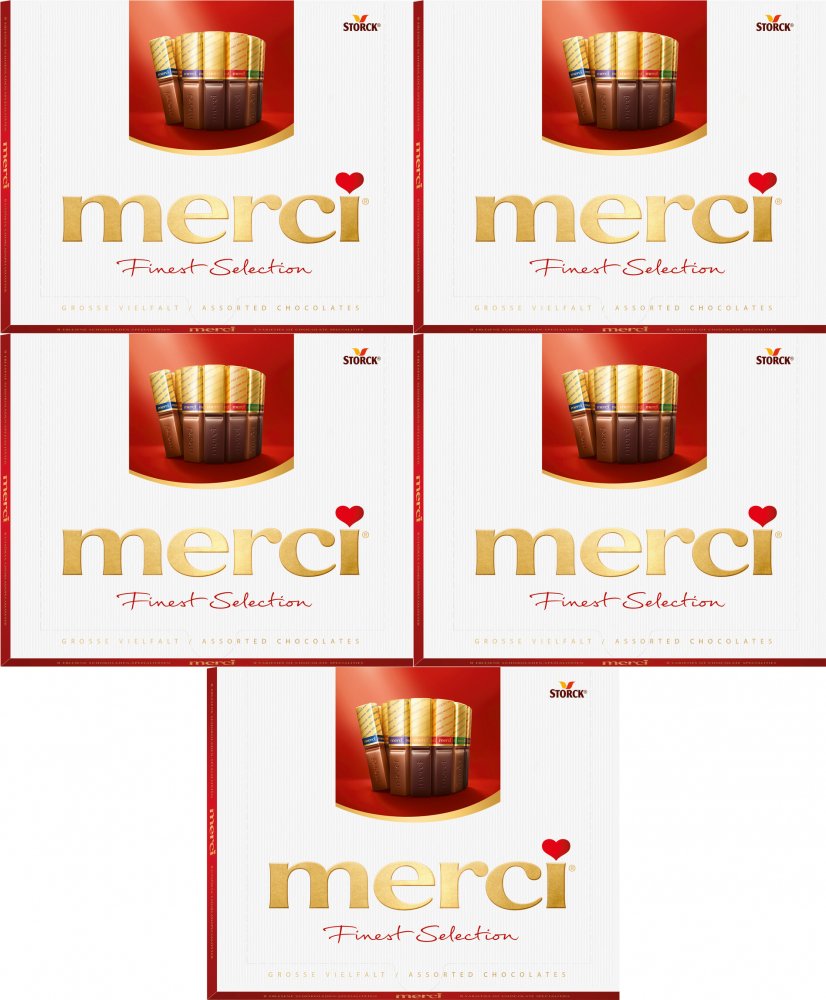 5x Bombonierka Merci Finest Selection, czekoladowa kolekcja, 250g