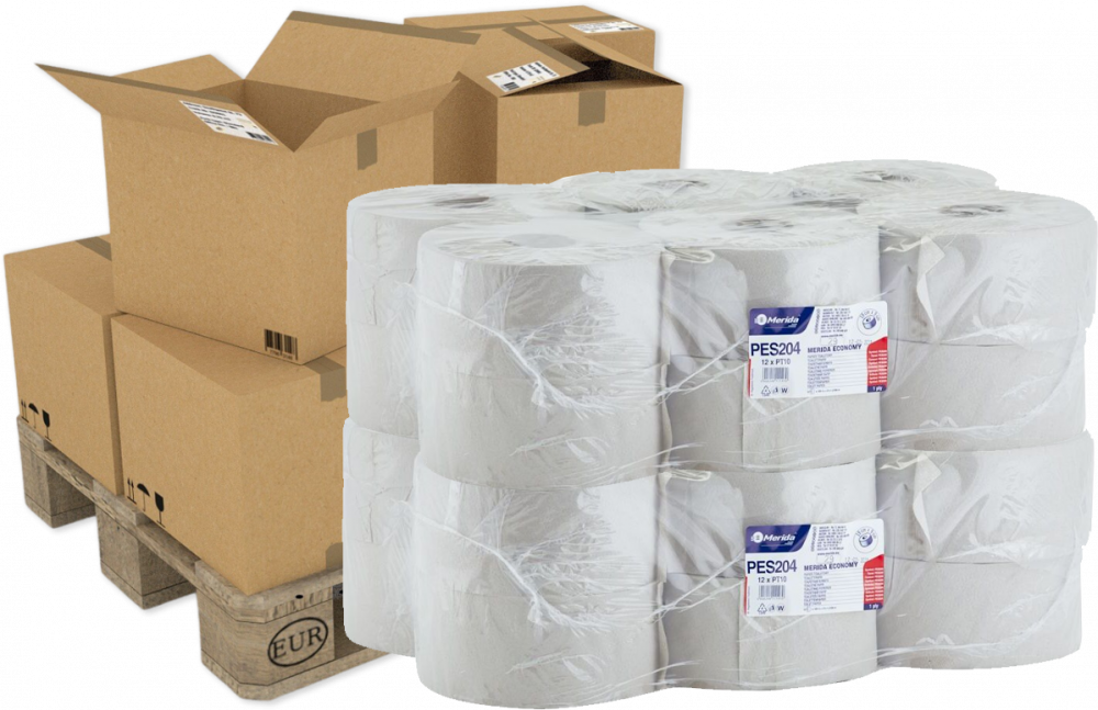 576x Papier toaletowy Merida Standard, 1-warstwowy, 9x19cm, 180m, szary