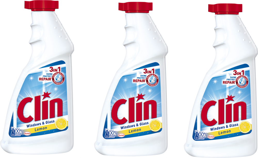 3x Płyn do mycia szyb Clin, zapas, Lemon, 500ml