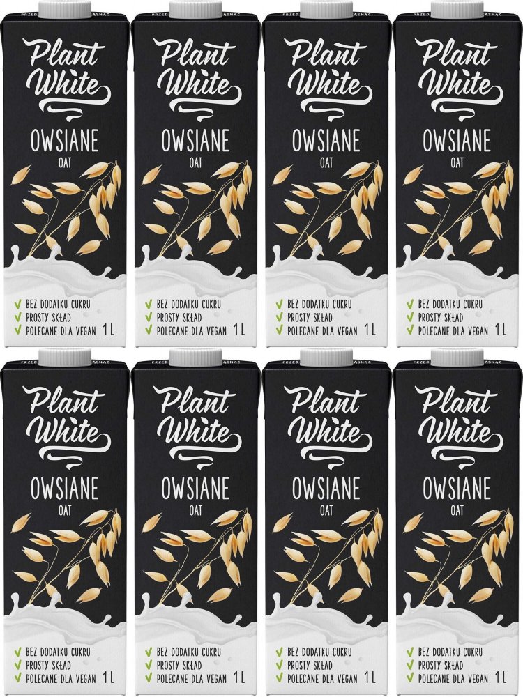 8x Napój owsiany Sante Plant White, bez cukru, 1l