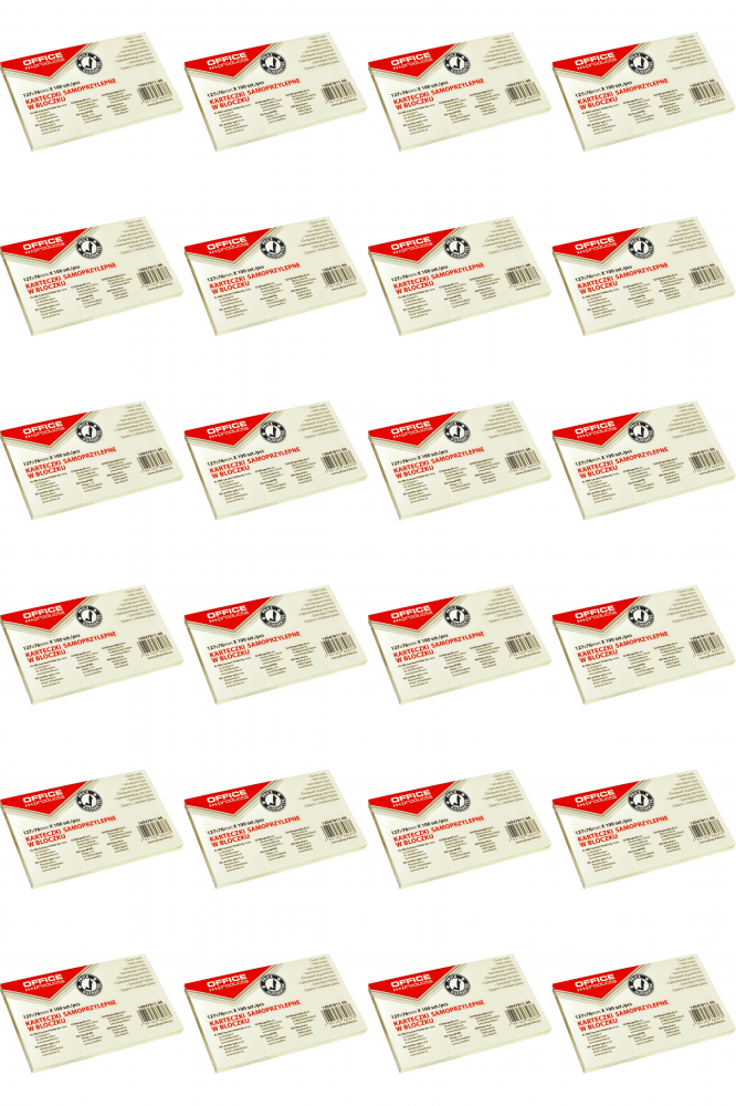 24x Karteczki samoprzylepne Office Products, 127x76mm, 100 karteczek, jasnożółty pastelowy