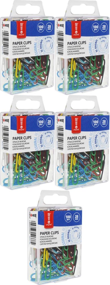 5x Spinacz MemoBe, okrągły, w pudełku, 28mm, 100 sztuk, mix kolorów