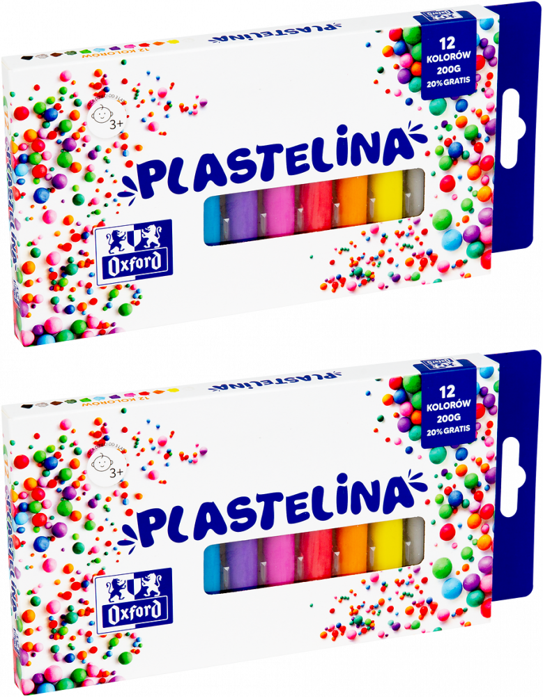 2x Plastelina Oxford mix kolorów, 12 kolorów, 200g