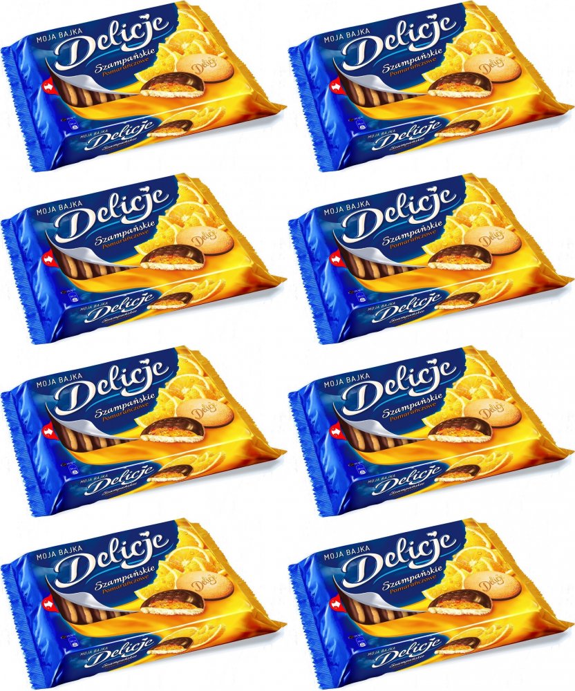 8x Ciastka Delicje szampańskie Mondelez, pomarańczowy, 294g