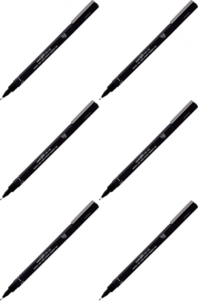 6x Cienkopis kreślarski Uni PIN-200, 0.8mm, czarny