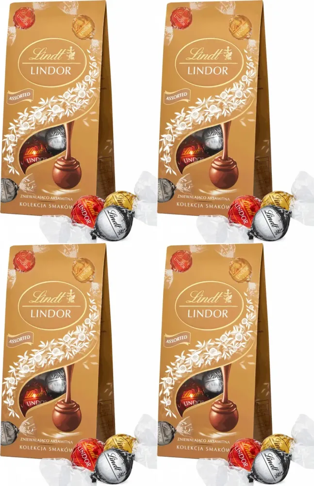 4x Praliny Lindt Lindor Assorted, czekoladowy z nadzieniem, 100g