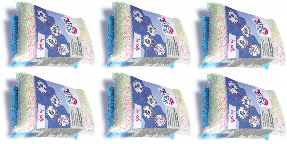 6x zmywak do powierzchni delikatnych York Bacteria Stop, 7x11cm, 2 sztuki, biało-niebieski