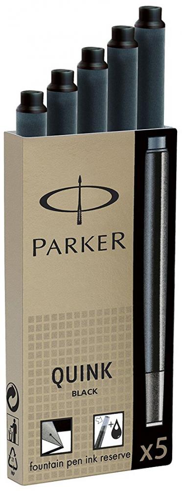Naboje do pióra wiecznego Parker, długie, 5 sztuk, czarny