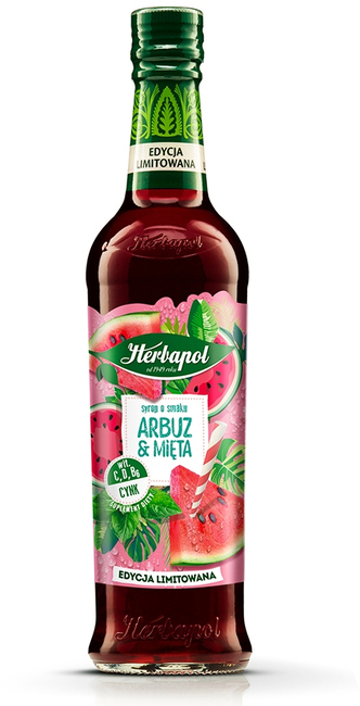 Syrop Herbapol Sezonowe Smaki, arbuz i mięta, 420ml