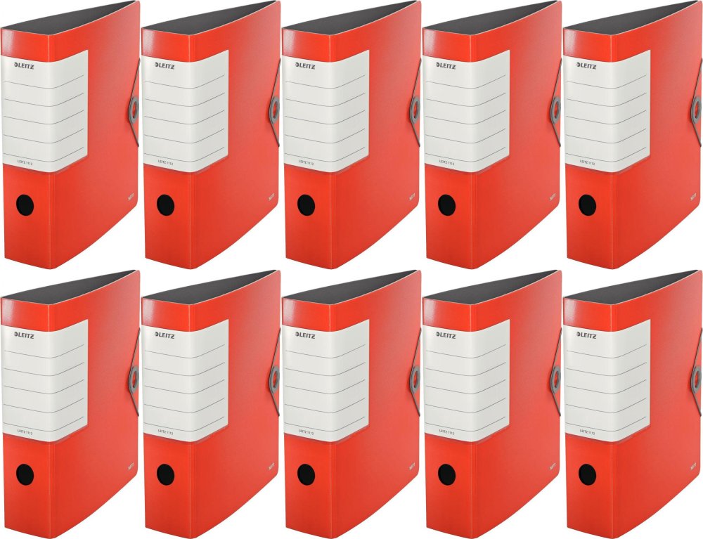 10x Segregator A4 Leitz Solid 180°, 82mm, do 500 kartek, czerwony