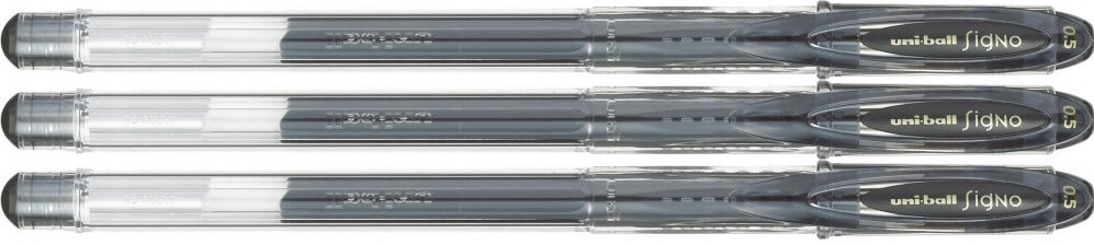 3x Długopis żelowy Uni UM-120, 0.5mm, czarny