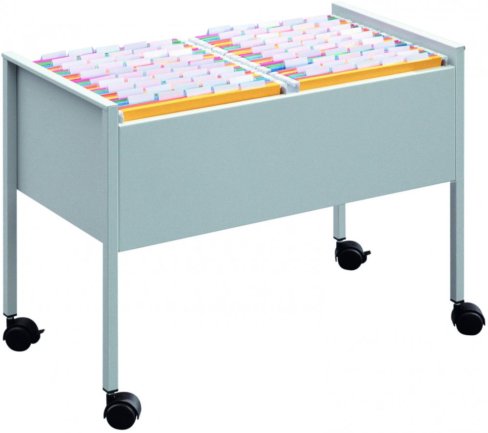 Wózek na 100 teczek zawieszkowych Durable Economy Duo, 760x592x425mm, srebrny
