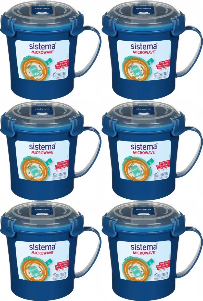 6x Kubek na zupę Sistema Microwave, 656ml, mix kolorów
