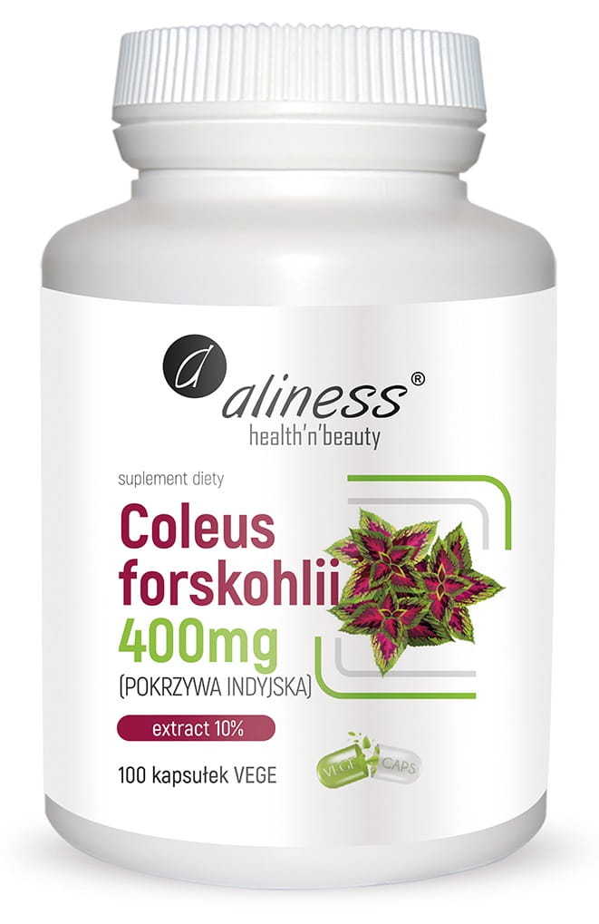 Coleus forskohlii 10% 400mg (pokrzywa indyjska) 100kaps. VEGE Aliness