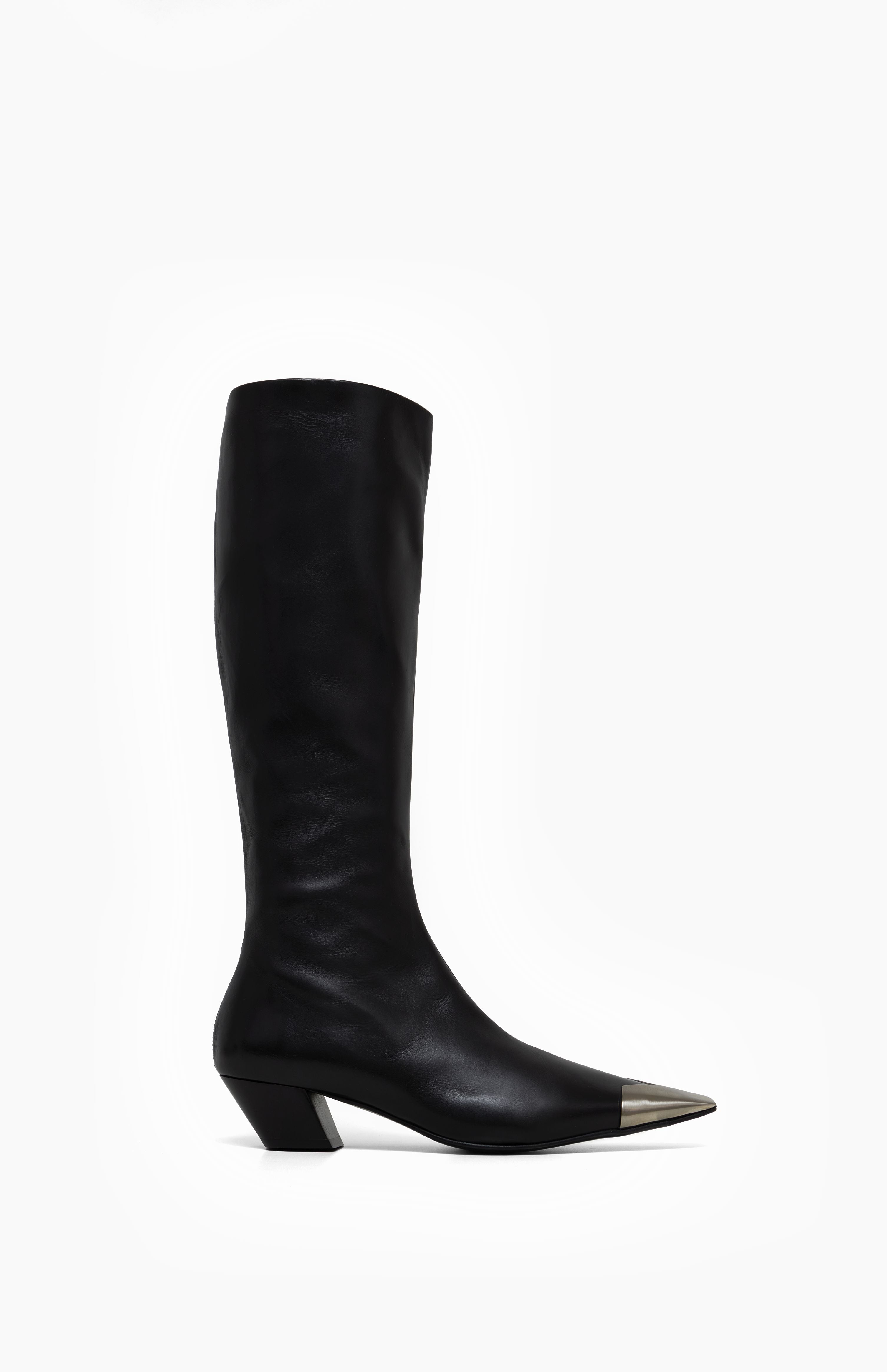 Skórzane kozaki damskie LESLIE DEEP BLACK 41 - Vanda Novak