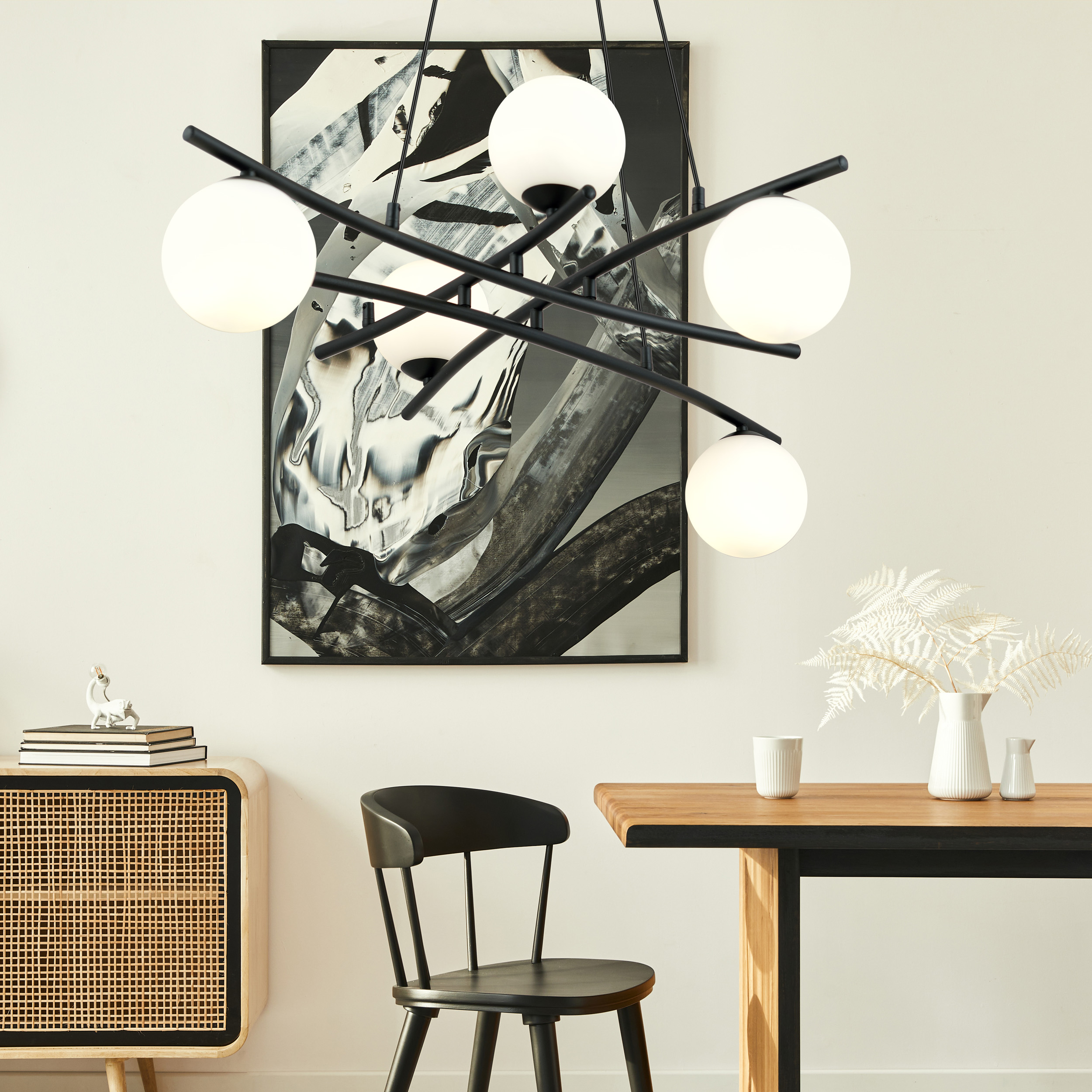 Emibig Essa lampa wisząca 5x10 W biała-czarna 1201/5