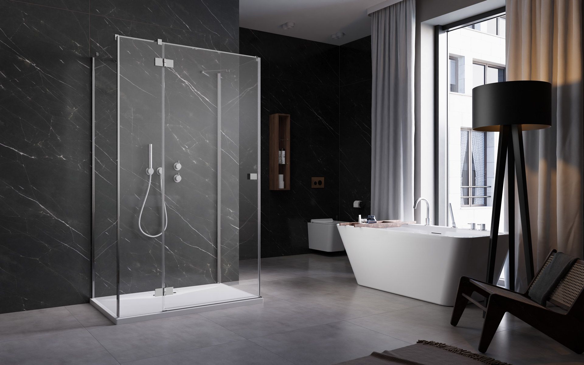 Radaway Essenza New KDJ+S drzwi prysznicowe 80 cm lewe chrom/szkło przezroczyste 1385021-01-01L