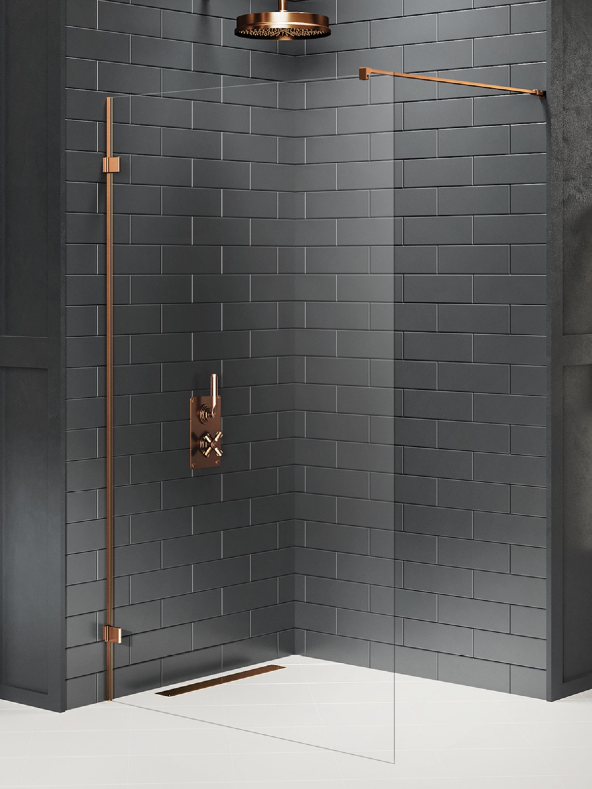 New Trendy Avexa Copper Brushed ścianka prysznicowa walk-in 90 cm miedź szczotkowana/szkło przezroczyste EXK-7136