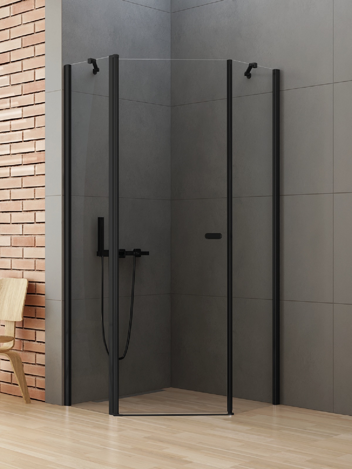 New Trendy New Soleo Black kabina prysznicowa 80x80 cm czarny mat/szkło przezroczyste K-0612