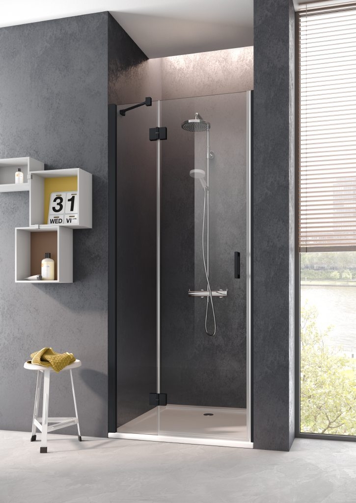 Kermi Osia OS SFL drzwi prysznicowe 120 cm lewe czarny soft/szkło przezroczyste OSSFL120203PK