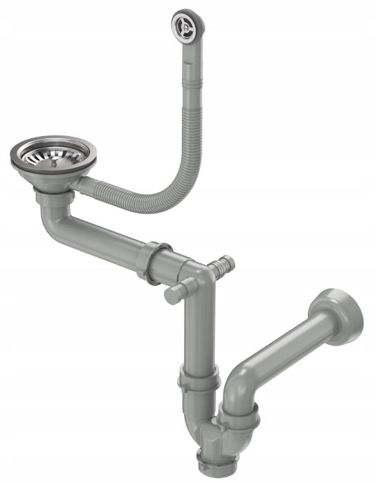 Quadron Save Space odpływ zlewozmywakowy zatyczkowy 3 1/2" z syfonem 1-komorowy stal M1SSG4 - Wysyłka w 24h