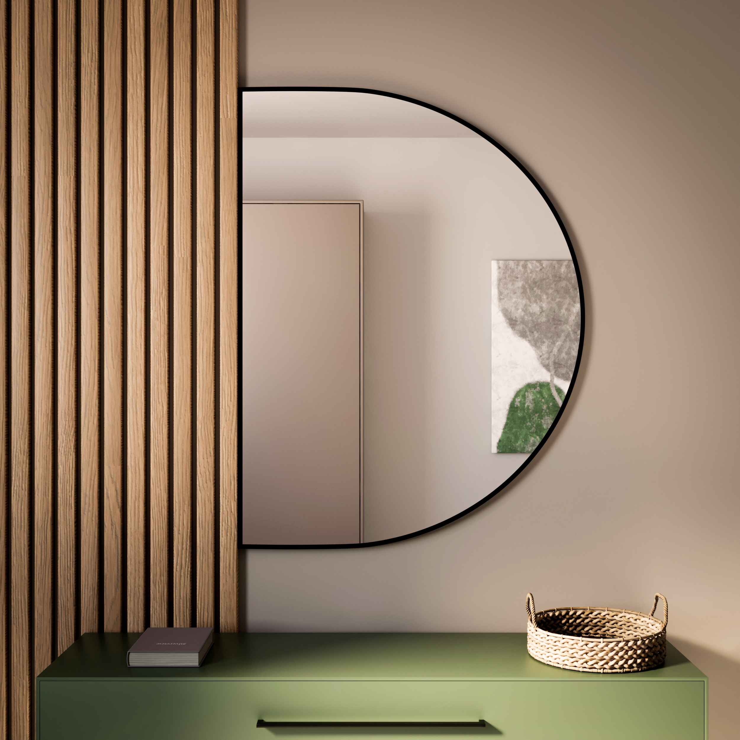 Baltica Design Tiny Border Semi Round lustro 100x70 cm czarne