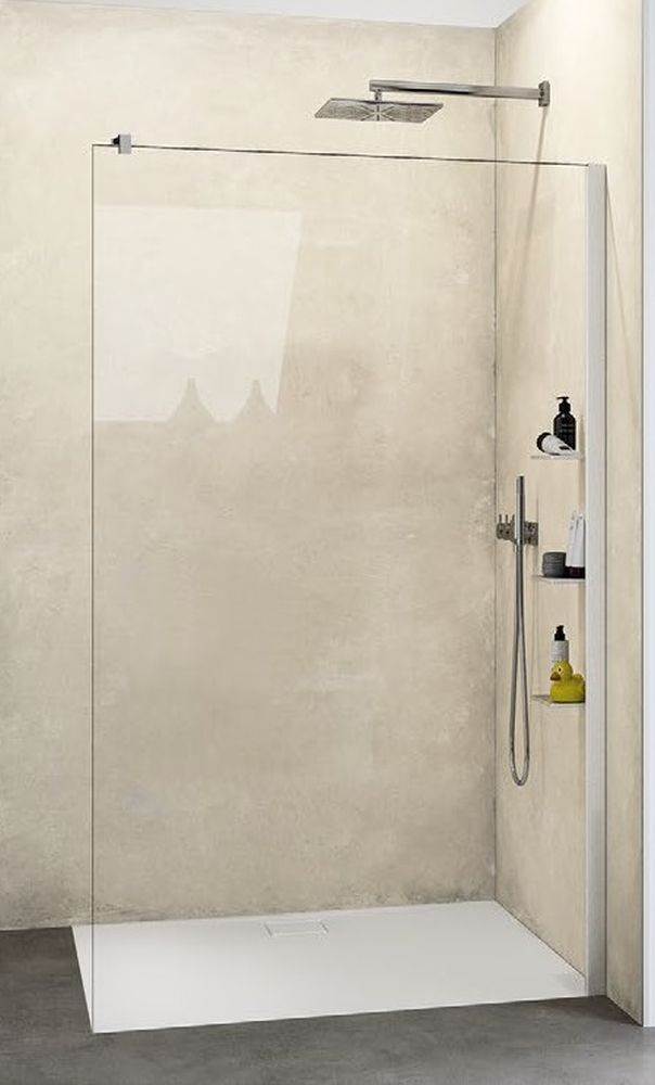 Hüppe Select+ Walk-In ścianka prysznicowa 140 cm wolnostojąca srebrny mat/szkło przezroczyste Anti-Plaque SL0306.087.322