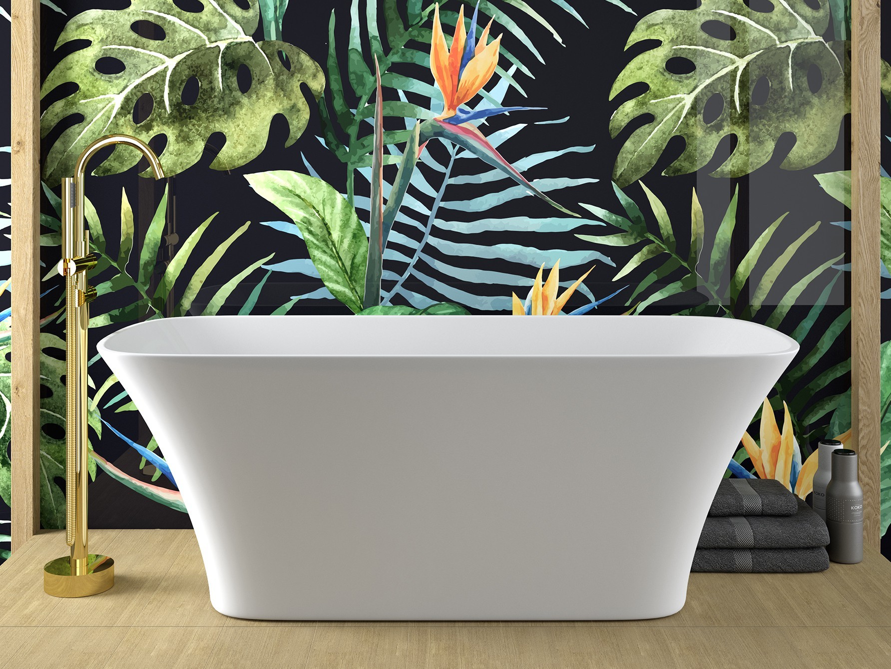 Besco Assos S-Line wanna wolnostojąca 160x70 cm biały/złoty #WMMB-160ASG
