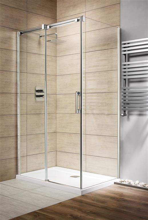 Radaway Espera KDJ drzwi jednoczęściowe 140 cm lewe ze ścianką chrom/szkło przezroczyste 380695-01L/380234-01L