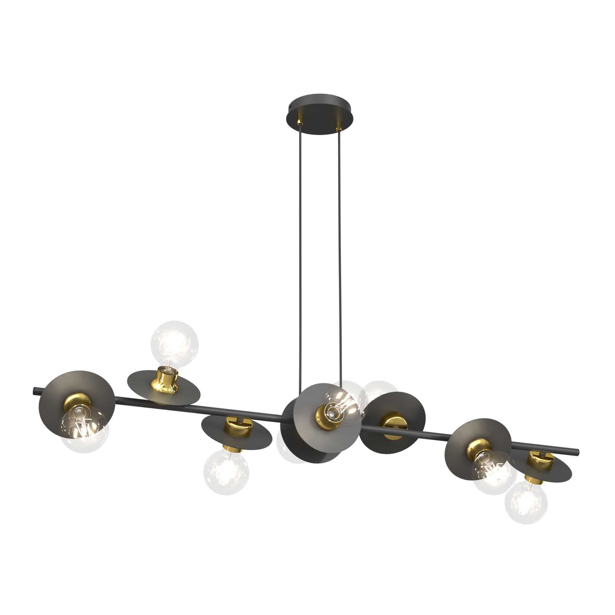 Emibig Token lampa wisząca 8x15 W czarna-złota 1427/8