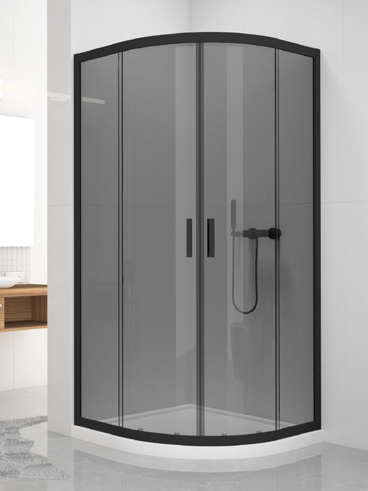 New Trendy New Varia Black kabina prysznicowa 90x90 cm półokrągła czarny mat/szkło przezroczyste K-0566